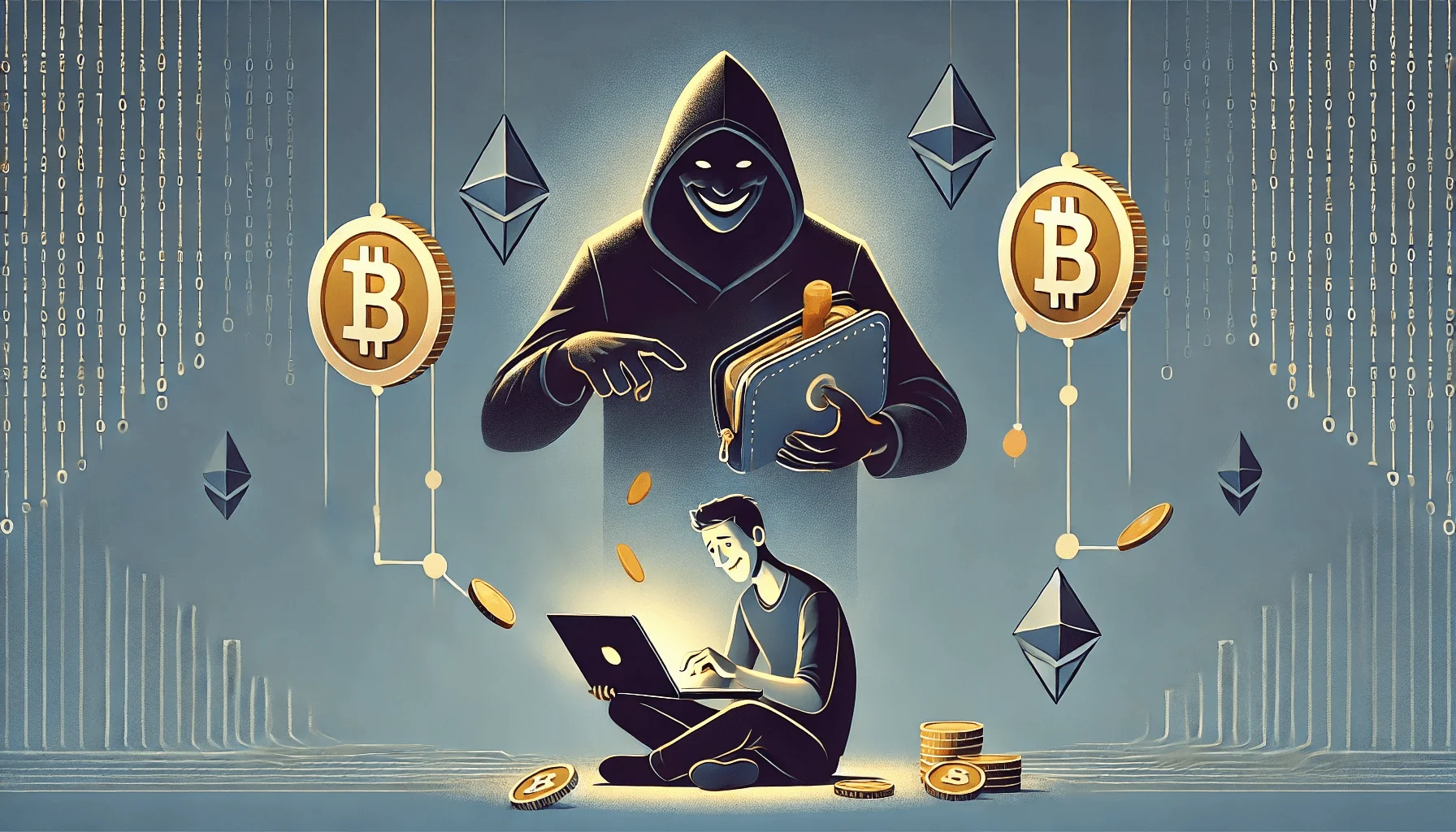 Illustration of a blockchain bridge under cyberattack by hackers, representing DeFi security risks in 2025