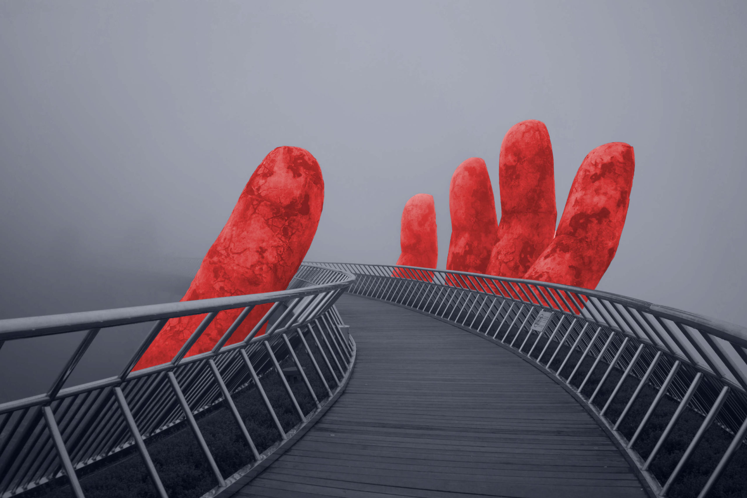 Illustration of a cross-chain bridge with validator nodes and warning signs highlighting blockchain security risks
